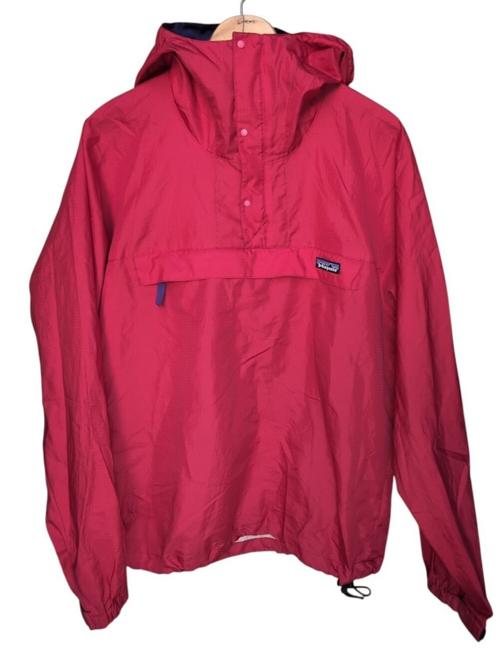 Patagonia Anorak Jacket Snap Pullover Hooded Red Vintage 90's Men's size MEDIUM